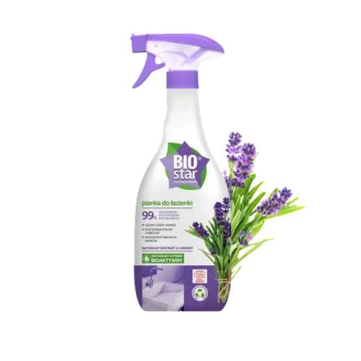 BioStar Bathroom Cleaning Foam with Natural Lavender Extract, 99% Ingredients of Natural Origin, 700 ml BioStar Bathroom Cleaning Foam with Natural Lavender Extract, 99% Ingredients of Natural Origin, 700 ml