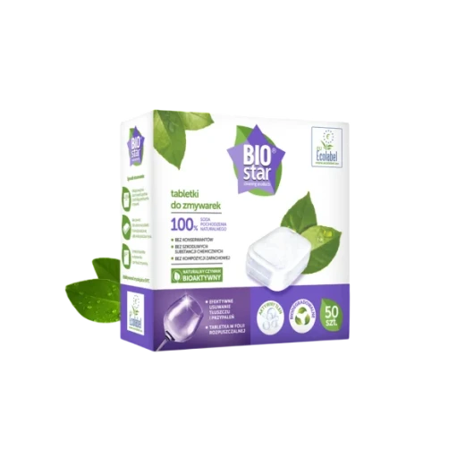 BioStar Dishwasher Tablets with 100% Naturally Derived Soda, EU Ecolabel, 50 Tablets
