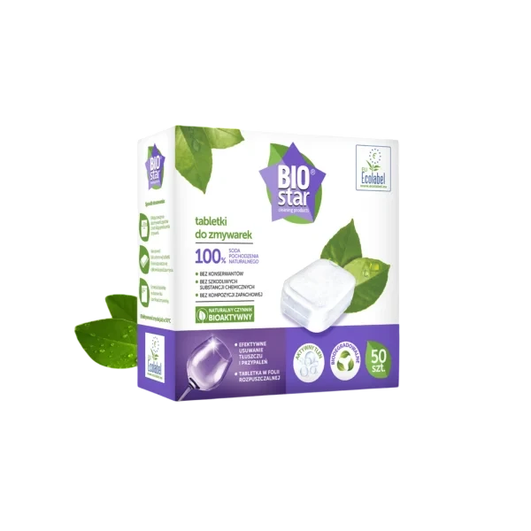 BioStar Dishwasher Tablets with 100% Naturally Derived Soda, EU Ecolabel, 50 Tablets - BioStar