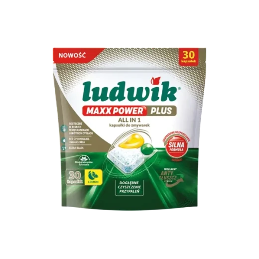 Ludwik MAXX Power Plus All in 1 Dishwasher Capsules, Lemon, 30 Capsules Ludwik MAXX Power Plus All in 1 Dishwasher Capsules, Lemon, 30 Capsules