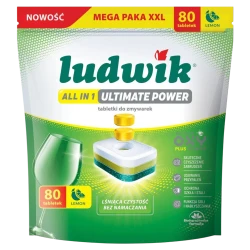 Ludwik All in 1 Ultimate Power Dishwasher Tablets, Lemon, 80 Tablets