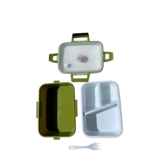 3-Compartment Kids Lunch Box – Leak Proof School Bento Box (Green – Red – Navy) - Amigo - Image 3