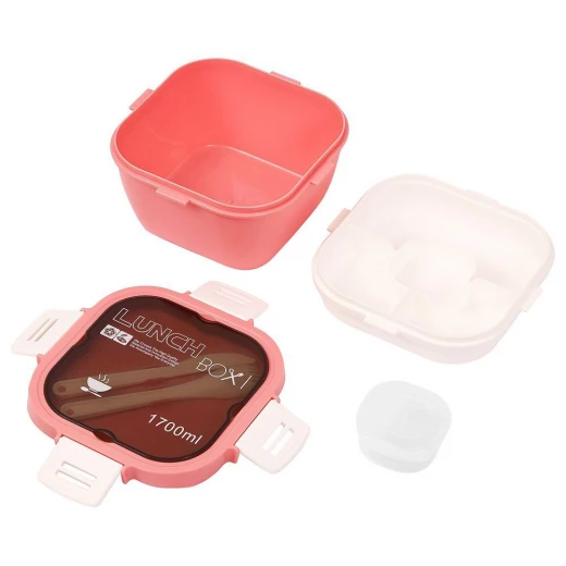 1700ml Leakproof Divided Lunch Box with Cutlery – Food Container for School & Work - Amigo - Image 2