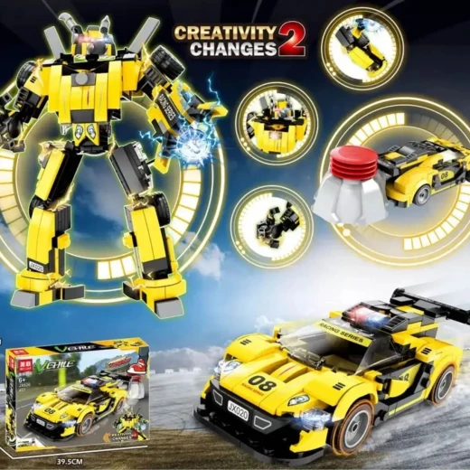 An assembly toy that transforms into a yellow car and a robot – Model 020 An assembly toy that transforms into a yellow car and a robot – Model 020