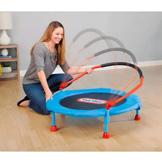 Little Tikes, 25 Inch Folding Kids Trampoline Indoor Play Large Jumping Surface with Handlebar Safe Durable Lightweight for Ages 3 and Up Random Design - Little Tikes - Image 2