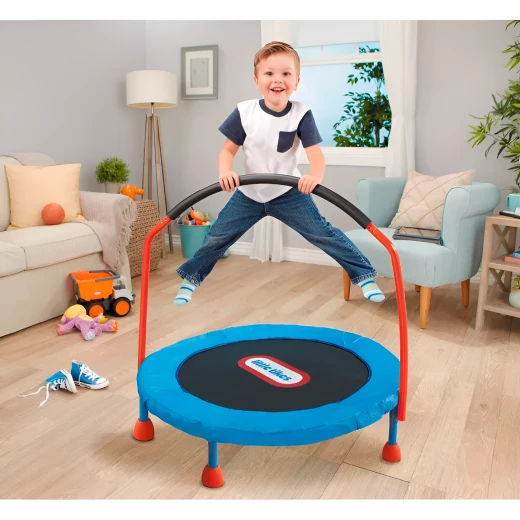 Little Tikes, 25 Inch Folding Kids Trampoline Indoor Play Large Jumping Surface with Handlebar Safe Durable Lightweight for Ages 3 and Up Random Design - Little Tikes - Image 3