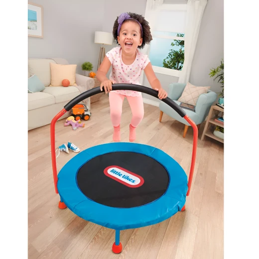 Little Tikes, 25 Inch Folding Kids Trampoline Indoor Play Large Jumping Surface with Handlebar Safe Durable Lightweight for Ages 3 and Up Random Design - Little Tikes - Image 4