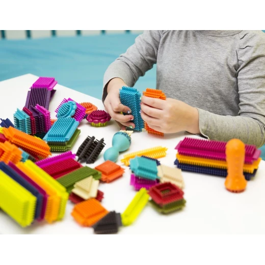 B. Toys, Bristle Block Stackadoos Interlocking Building Blocks 68 Pieces Soft Sensory Construction Toy Kids STEM Learning Motor Skills Creative Play Age 2+ - B. toys - Image 6