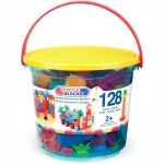 Battat, Bristle Blocks 128-Piece Building Playset with Soft Interlocking Bristles Easy Assembly Animal Figurines Trees Flowers Storage Bucket Educational Construction Toy for Kids Ages 2 and Up - Battat
