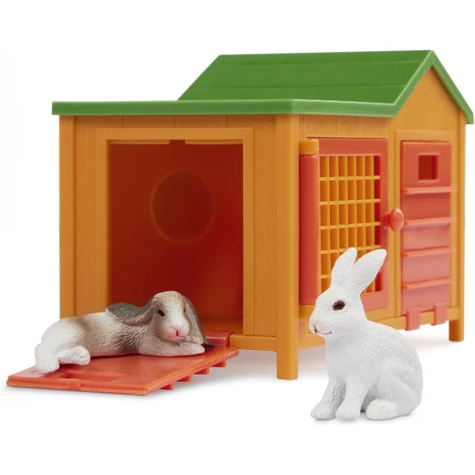 TERRA, Bunny Hutch Playset Mini Animal House with 2 Bunny Figures Carrot Bowl Opening Doors Kids 3+ Cute Collectible Farm Animal Toy Small Animal Habitat Playset - Terra - Image 6
