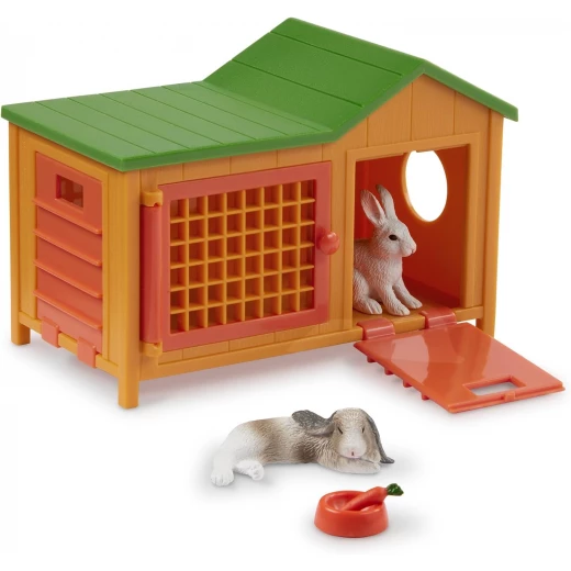 TERRA, Bunny Hutch Playset Mini Animal House with 2 Bunny Figures Carrot Bowl Opening Doors Kids 3+ Cute Collectible Farm Animal Toy Small Animal Habitat Playset - Terra - Image 7