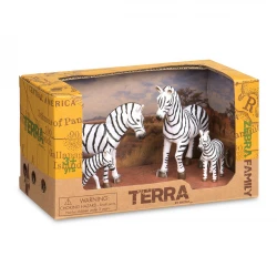 TERRA, Zebra Family Toy Set Realistic Zebra Figures 2 Adult Zebras and 2 Foals African Wildlife Playset Educational Durable Plastic Animals for Kids Age 3 and Up