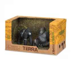 TERRA, Gorilla Family Toy Set Realistic Gorilla Figures 2 Adult Gorillas and 2 Babies Wildlife Animal Playset Educational Durable Plastic Jungle Animals for Kids Age 3 and Up