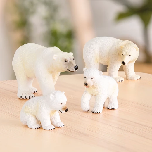 TERRA, Polar Bear Family Toy Set Realistic Arctic Animal Figures 2 Adult Bears and 2 Cubs Educational Wildlife Plastic Playset for Kids Age 3 and Up Durable Collectible - Terra - Image 2