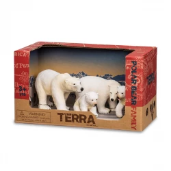 TERRA, Polar Bear Family Toy Set Realistic Arctic Animal Figures 2 Adult Bears and 2 Cubs Educational Wildlife Plastic Playset for Kids Age 3 and Up Durable Collectible