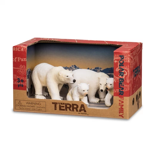 TERRA, Polar Bear Family Toy Set Realistic Arctic Animal Figures 2 Adult Bears and 2 Cubs Educational Wildlife Plastic Playset for Kids Age 3 and Up Durable Collectible TERRA, Polar Bear Family Toy Set Realistic Arctic Animal Figures 2 Adult Bears and 2 Cubs Educational Wildlife Plastic Playset for Kids Age 3 and Up Durable Collectible
