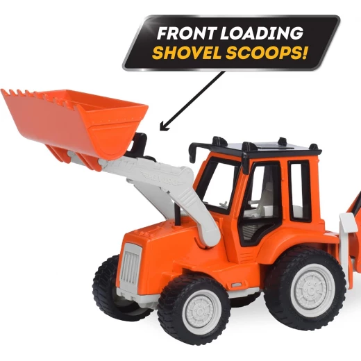 Driven, Micro Backhoe Loader Construction Toy Truck with Movable Digging Arm Front Loader Shovel Realistic Engine Sound Sandbox Construction Vehicle Toy for Kids Age 3+ - Driven - Image 2
