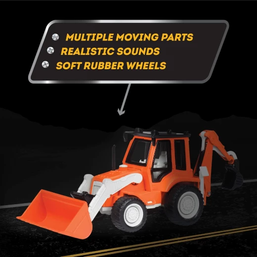 Driven, Micro Backhoe Loader Construction Toy Truck with Movable Digging Arm Front Loader Shovel Realistic Engine Sound Sandbox Construction Vehicle Toy for Kids Age 3+ - Driven - Image 6