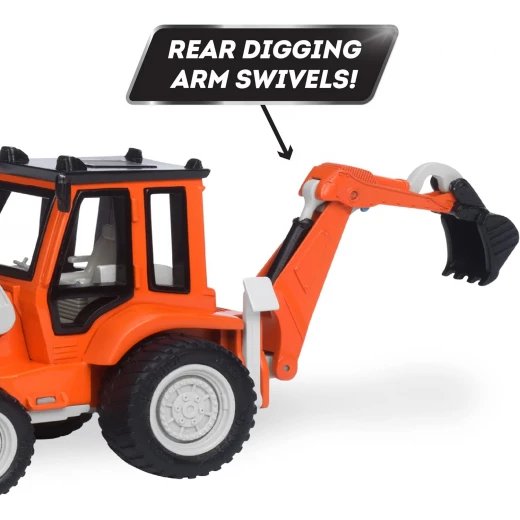 Driven, Micro Backhoe Loader Construction Toy Truck with Movable Digging Arm Front Loader Shovel Realistic Engine Sound Sandbox Construction Vehicle Toy for Kids Age 3+ - Driven - Image 7
