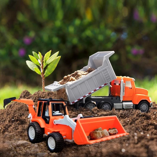 Driven, Micro Backhoe Loader Construction Toy Truck with Movable Digging Arm Front Loader Shovel Realistic Engine Sound Sandbox Construction Vehicle Toy for Kids Age 3+ - Driven - Image 8