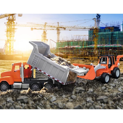 Driven, Micro Backhoe Loader Construction Toy Truck with Movable Digging Arm Front Loader Shovel Realistic Engine Sound Sandbox Construction Vehicle Toy for Kids Age 3+ - Driven - Image 9