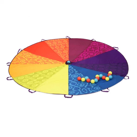 B. Toys, Play Parachute Woo-Hue 8-Foot Rainbow Parachute for Kids 3 Years and Up with 12 Handles and 15 Colorful Balls Outdoor Cooperative Games and Active Play B. Toys, Play Parachute Woo-Hue 8-Foot Rainbow Parachute for Kids 3 Years and Up with 12 Handles and 15 Colorful Balls Outdoor Cooperative Games and Active Play