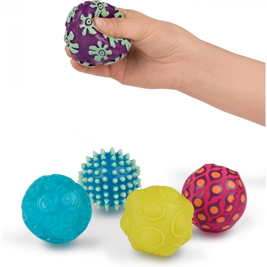 B.Toys Ballyhoo Sensory Baby Balls Set with 6 Textured Balls, Large Storage Ball with 5 Small Sensory Balls for Tactile Exploration, Fine Motor Skills Development and Sensory Play Toy for Babies 6 Months+ - B. toys - Image 4