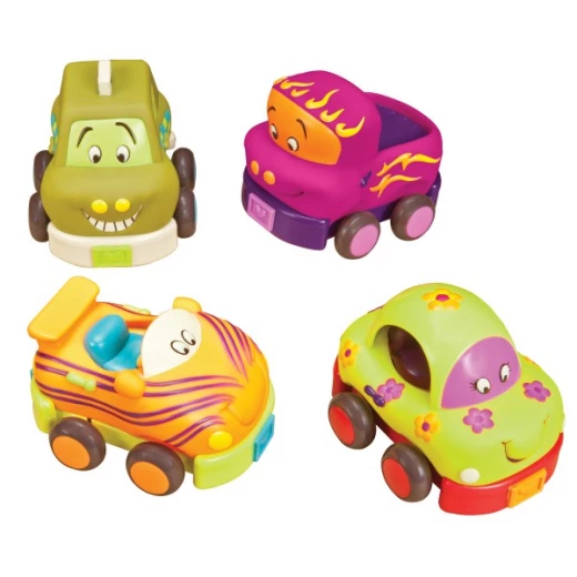 B. Toys, Wheeee ls Pull Back Toy Cars Set Of 4 Soft Motorized Vehicles With Sounds Sensory Textures Rounded Edges No Batteries Needed Toddler Toy For Kids 1 Year Plus Active Motor Skills Play - B. toys - Image 6