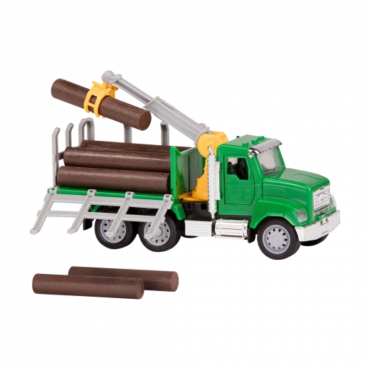 Driven, Micro Logging Truck Toy Timber Transport Truck with Crane Arm Claw 9 Logs Tilting Bed Opening Doors Hood Lights and Sounds Construction Vehicle Toy for Kids Age 3 Years and Up - Driven - Image 2