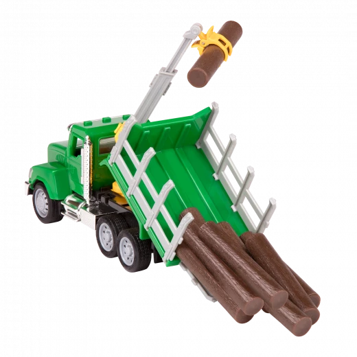 Driven, Micro Logging Truck Toy Timber Transport Truck with Crane Arm Claw 9 Logs Tilting Bed Opening Doors Hood Lights and Sounds Construction Vehicle Toy for Kids Age 3 Years and Up - Driven - Image 3