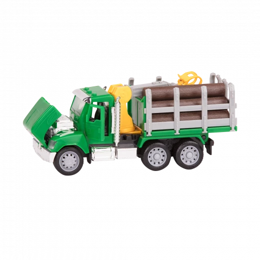 Driven, Micro Logging Truck Toy Timber Transport Truck with Crane Arm Claw 9 Logs Tilting Bed Opening Doors Hood Lights and Sounds Construction Vehicle Toy for Kids Age 3 Years and Up - Driven - Image 4