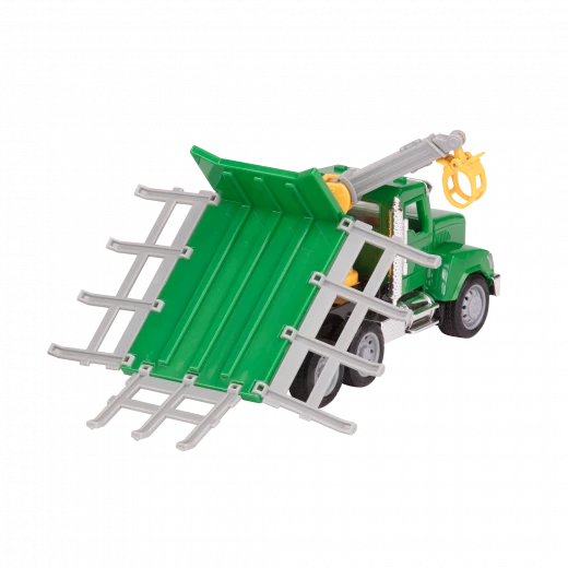 Driven, Micro Logging Truck Toy Timber Transport Truck with Crane Arm Claw 9 Logs Tilting Bed Opening Doors Hood Lights and Sounds Construction Vehicle Toy for Kids Age 3 Years and Up - Driven - Image 5