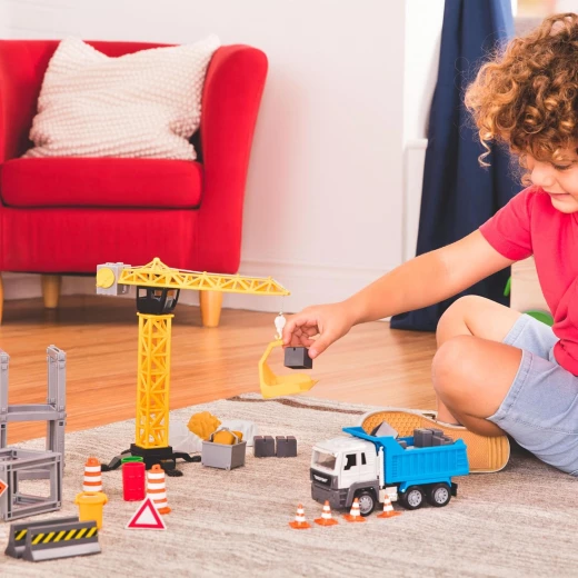 Driven, Construction Crane Playset 62 Piece Construction Site Toy Set with Dump Truck Crane Lights Sounds Building Accessories Kids Construction Toys Age 3+ - Driven - Image 2