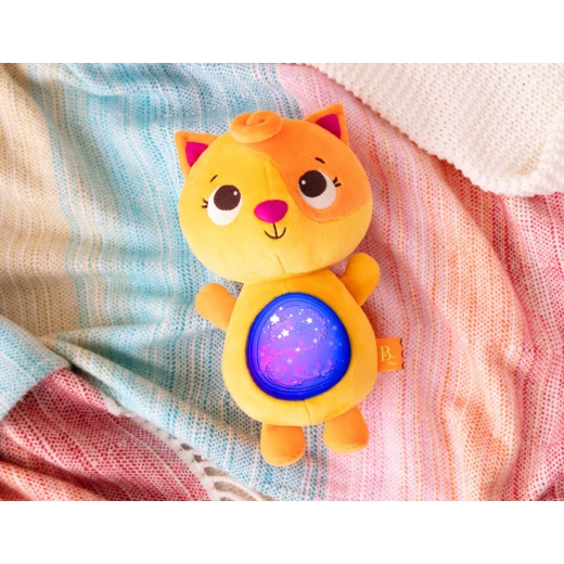 B. Toys, Musical Plush Cat Twinkle Tummies for Babies 6 Months and Up with 6 Soothing Lullabies Light-Up Belly Night Light Bedtime Comfort Toy - B. toys - Image 7