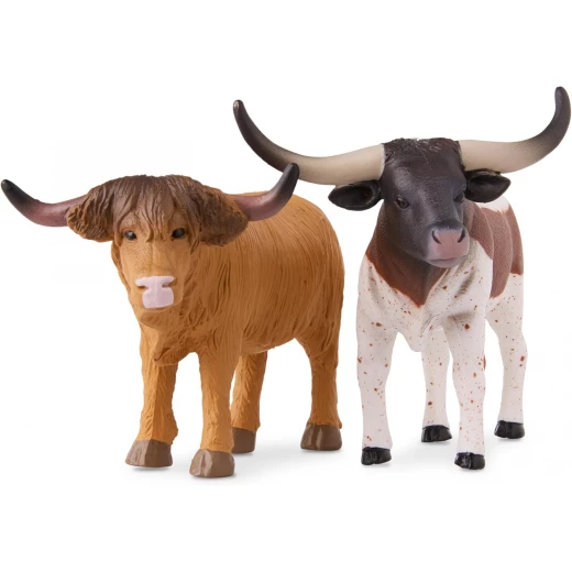 TERRA, Classic Farm Animal Toy Set for Toddlers and Kids Realistic Bulls Cows Donkey Hand-Painted Durable Plastic Miniature Farm Playset Educational Figures - Terra - Image 2