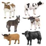 TERRA, Classic Farm Animal Toy Set for Toddlers and Kids Realistic Bulls Cows Donkey Hand-Painted Durable Plastic Miniature Farm Playset Educational Figures - Terra