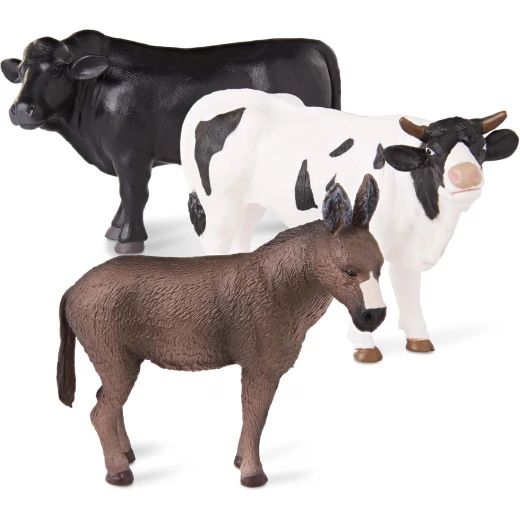 TERRA, Classic Farm Animal Toy Set for Toddlers and Kids Realistic Bulls Cows Donkey Hand-Painted Durable Plastic Miniature Farm Playset Educational Figures - Terra - Image 4