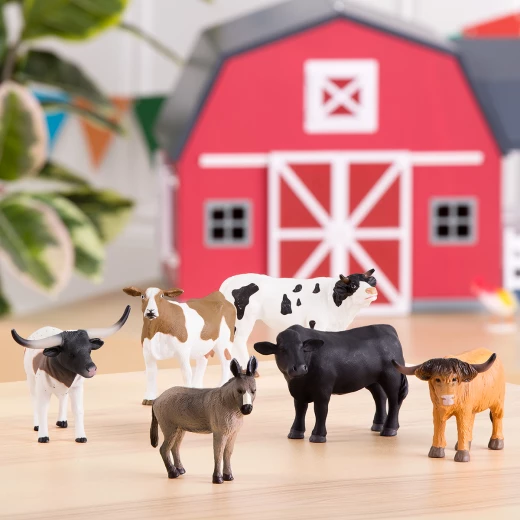 TERRA, Classic Farm Animal Toy Set for Toddlers and Kids Realistic Bulls Cows Donkey Hand-Painted Durable Plastic Miniature Farm Playset Educational Figures - Terra - Image 5