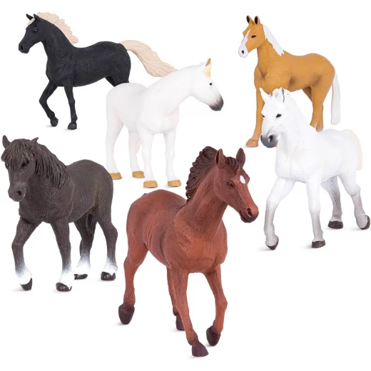 TERRA, Classic Horse Toy Figures Set Realistic Plastic Horse Animals for Kids Mustang Arabian Educational Farm Animal Playset for Kids 3+ - Terra - Image 4