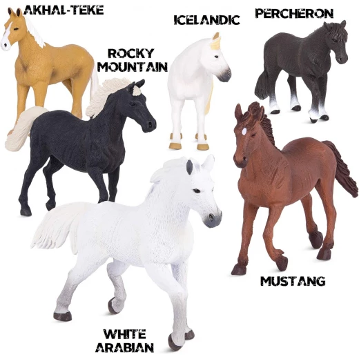 TERRA, Classic Horse Toy Figures Set Realistic Plastic Horse Animals for Kids Mustang Arabian Educational Farm Animal Playset for Kids 3+ - Terra - Image 7