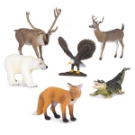 TERRA, North American Animals Toy Set Realistic Wildlife Figures Alligator Bald Eagle Deer Fox Caribou Polar Bear Educational Plastic Animal Playset for Kids Age 3 and Up - Terra