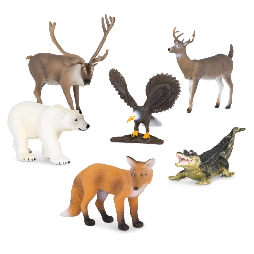 TERRA, North American Animals Toy Set Realistic Wildlife Figures Alligator Bald Eagle Deer Fox Caribou Polar Bear Educational Plastic Animal Playset for Kids Age 3 and Up TERRA, North American Animals Toy Set Realistic Wildlife Figures Alligator Bald Eagle Deer Fox Caribou Polar Bear Educational Plastic Animal Playset for Kids Age 3 and Up