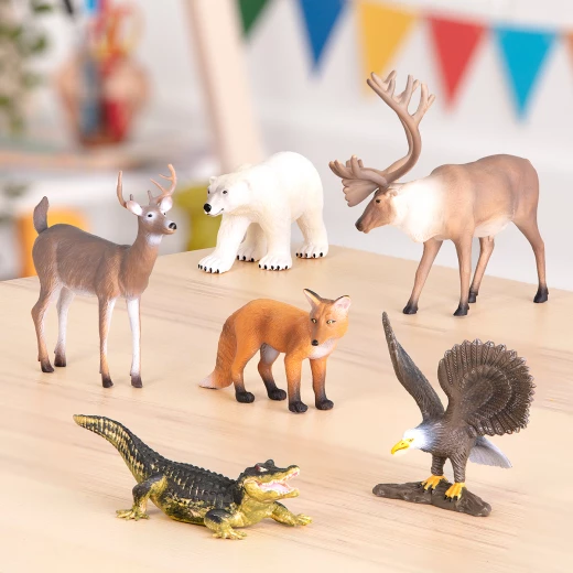 TERRA, North American Animals Toy Set Realistic Wildlife Figures Alligator Bald Eagle Deer Fox Caribou Polar Bear Educational Plastic Animal Playset for Kids Age 3 and Up - Terra - Image 10