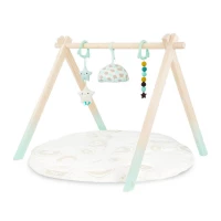 B. Toys, Starry Sky Wooden Baby Play Gym With Sensory Hanging Toys Soft Cotton Mat Cloud Mirror And Developmental Activity Center For Newborns And Babies