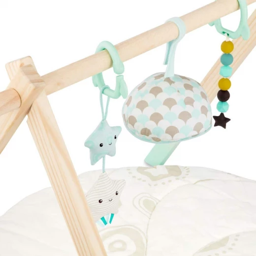 B. Toys, Starry Sky Wooden Baby Play Gym With Sensory Hanging Toys Soft Cotton Mat Cloud Mirror And Developmental Activity Center For Newborns And Babies - B. toys - Image 3