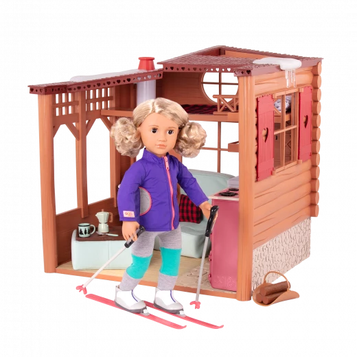 Our Generation, Cozy Cabin Dollhouse Playset for Kids Ages 3+ 18" Doll Accessories 26 Piece Holiday Furniture Lights Sound Fireplace - Our Generation - Image 3