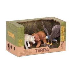 TERRA, Forest Animals Toy Set Wolf Bear Eagle Realistic Wildlife Animal Figures for Kids Educational Durable Plastic Miniature Forest Playset Age 3 and Up