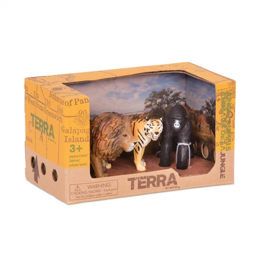 TERRA, Jungle Animals Toy Set Realistic Lion Tiger Gorilla Figures Miniature Wild Jungle Playset Educational Durable Plastic Animals for Kids Age 3 and Up TERRA, Jungle Animals Toy Set Realistic Lion Tiger Gorilla Figures Miniature Wild Jungle Playset Educational Durable Plastic Animals for Kids Age 3 and Up