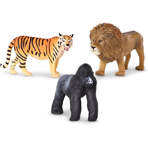 TERRA, Jungle Animals Toy Set Realistic Lion Tiger Gorilla Figures Miniature Wild Jungle Playset Educational Durable Plastic Animals for Kids Age 3 and Up - Terra - Image 3