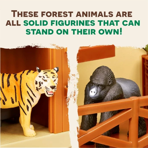 TERRA, Jungle Animals Toy Set Realistic Lion Tiger Gorilla Figures Miniature Wild Jungle Playset Educational Durable Plastic Animals for Kids Age 3 and Up - Terra - Image 4